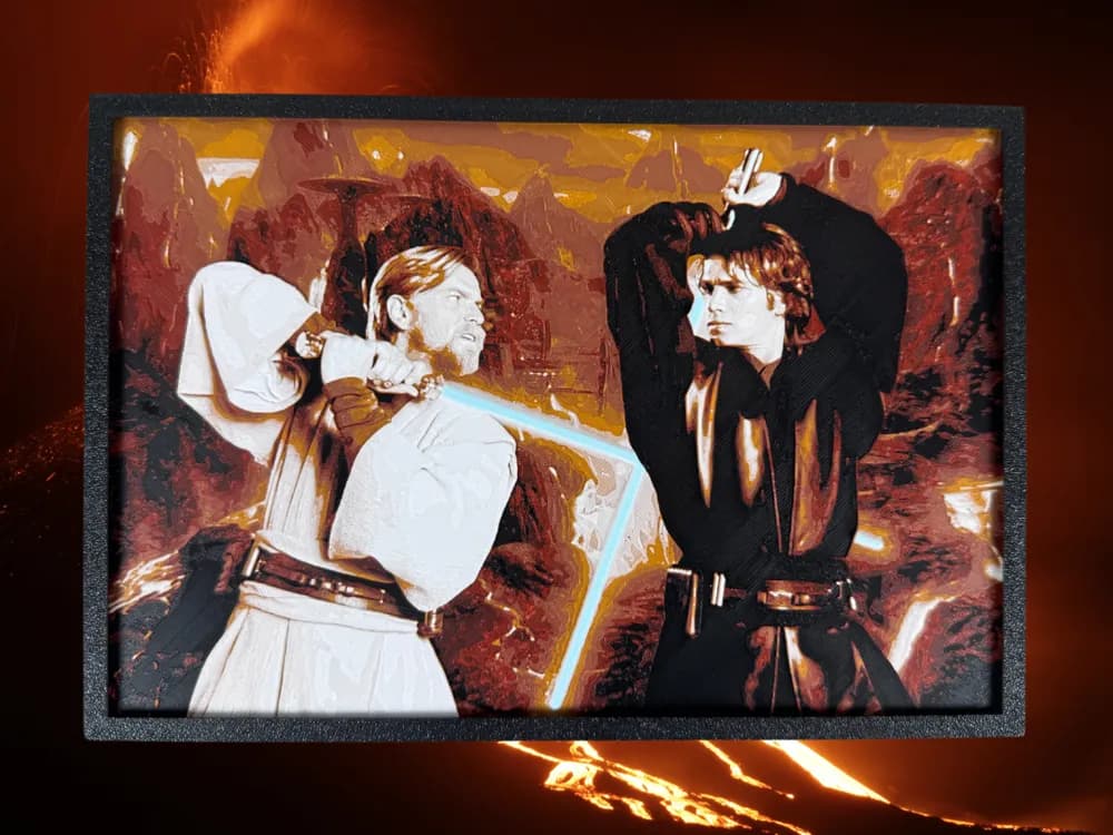 Duel on Mustafar - Obi Wan vs Anakin - Star Wars by Canadian Gamer HueForge model: Duel on Mustafar - Obi Wan vs Anakin - Star Wars by Canadian Gamer