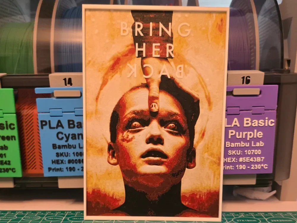 Bring Her Back Movie Poster - Hueforge Art by Lumpy3D HueForge model: Bring Her Back Movie Poster - Hueforge Art by Lumpy3D