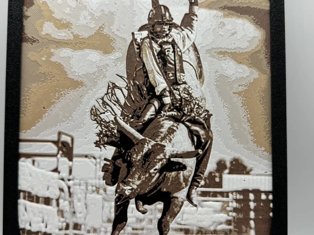 Bull Riding - Hueforge by Canadian Gamer HueForge model: Bull Riding - Hueforge by Canadian Gamer