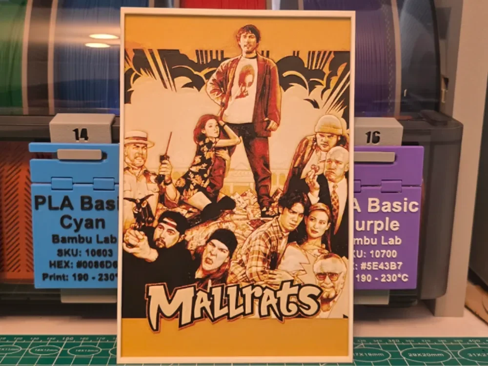 Mallrats Movie Poster - Hueforge Art by Lumpy3D HueForge model: Mallrats Movie Poster - Hueforge Art by Lumpy3D