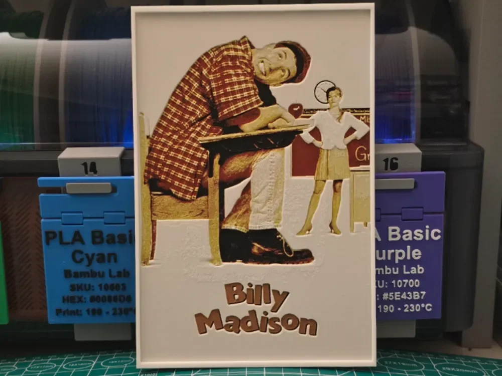 HueForge model: Billy Madison Movie Poster - Hueforge Art by Lumpy3D