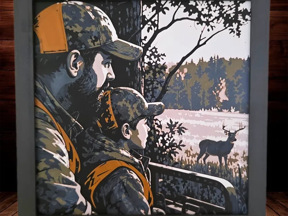 Father and Son's First Hunting Trip by Side Quest Hues HueForge model: Father and Son's First Hunting Trip by Side Quest Hues