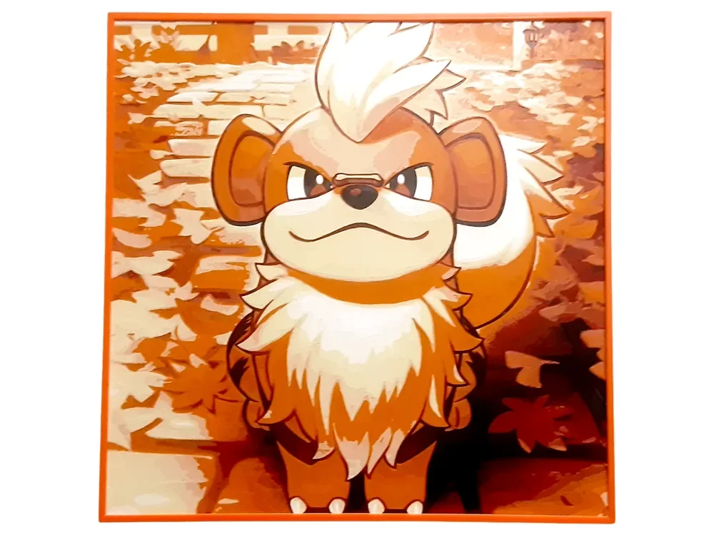 HueForge model: Growlithe Hueforge Pokemon Arcanine Orange Fire by Elsie Moonshadow
