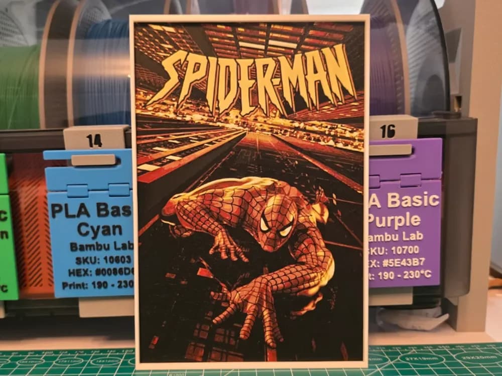 Spider-Man (2000) Game Poster - Hueforge Art by Lumpy3D HueForge model: Spider-Man (2000) Game Poster - Hueforge Art by Lumpy3D
