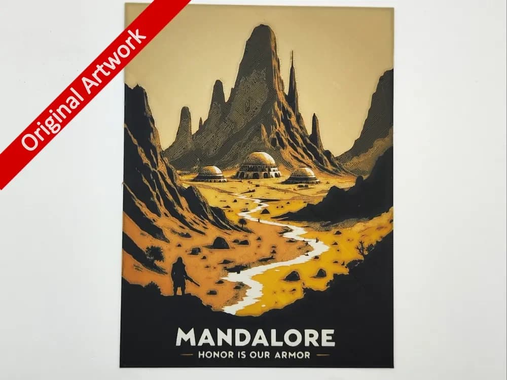 Mandalore travel poster - hueforge by Altf4-Formation HueForge model: Mandalore travel poster - hueforge by Altf4-Formation
