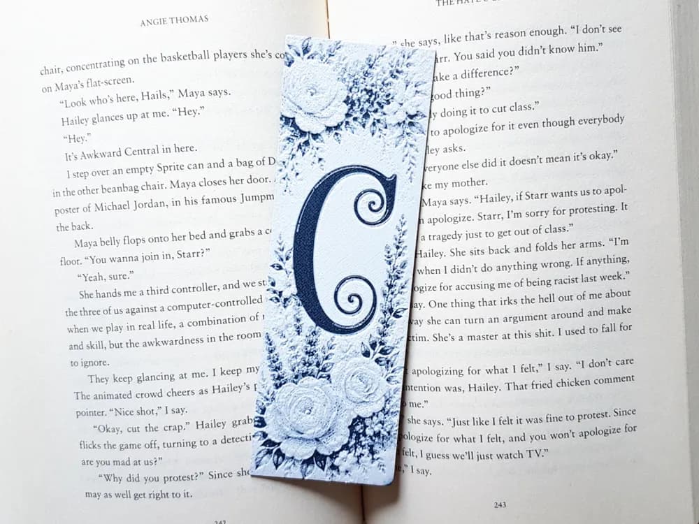 Bookmark, Monogram C, Floral Background, Hueforge Bookmark, Monogram C, Floral Background, Hueforge