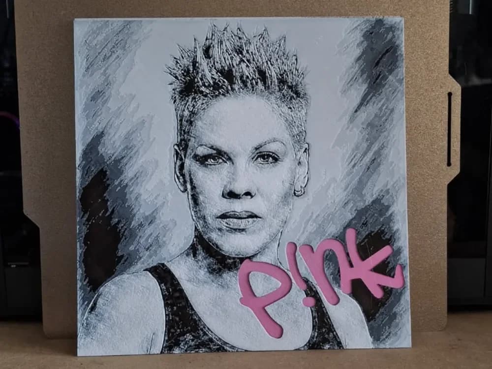 P!nk - Hueforge - 3 colours by 3dGlow HueForge model: P!nk - Hueforge - 3 colours by 3dGlow