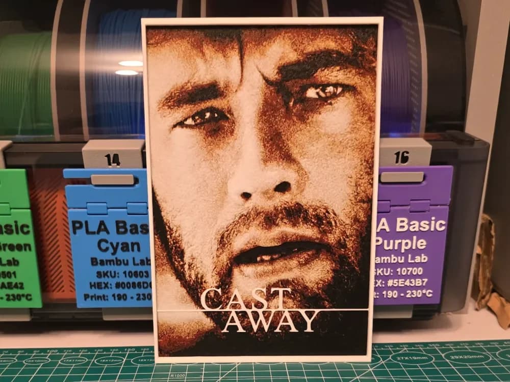 Cast Away Movie Poster - Hueforge Art by Lumpy3D HueForge model: Cast Away Movie Poster - Hueforge Art by Lumpy3D