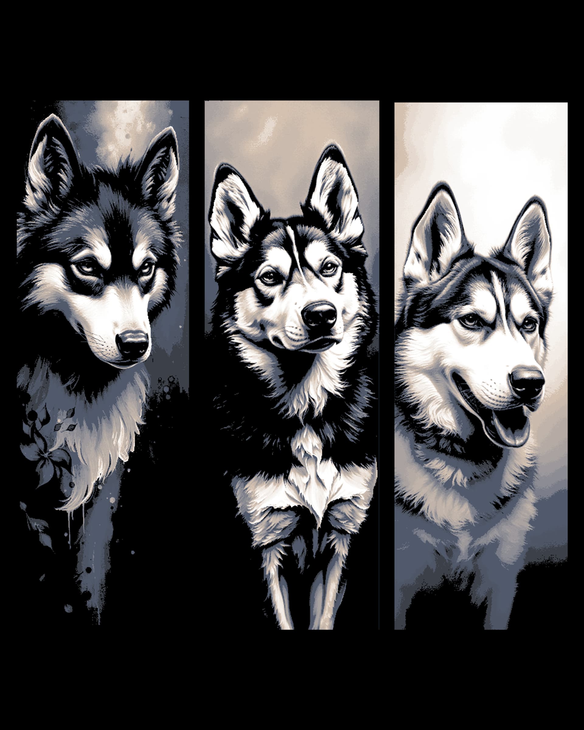 Portraits of the domesticated wolf - the beautiful Husky - Set of Bookmarks by BooneCo3d HueForge model: Portraits of the domesticated wolf - the beautiful Husky - Set of Bookmarks by BooneCo3d