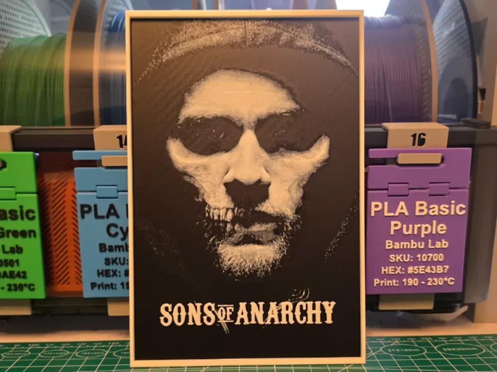 Sons of Anarchy Poster - Hueforge Art by Lumpy3D HueForge model: Sons of Anarchy Poster - Hueforge Art by Lumpy3D