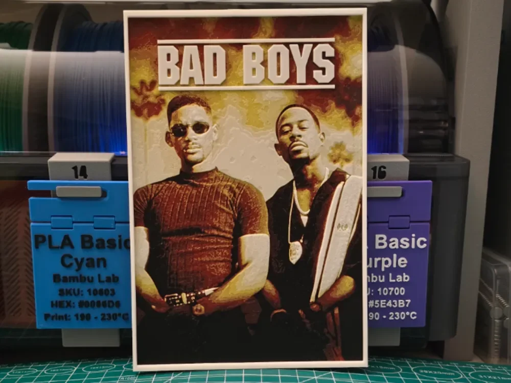 Bad Boys Movie Poster - Hueforge Art by Lumpy3D HueForge model: Bad Boys Movie Poster - Hueforge Art by Lumpy3D