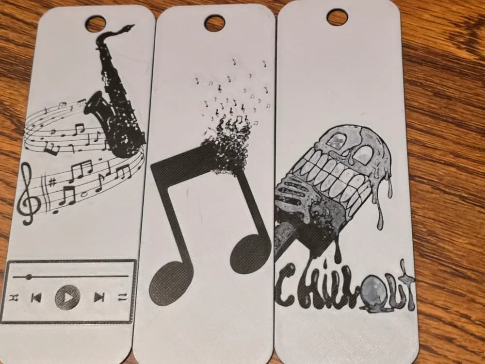 Music Bookmarks Set of 3 Hueforge 2 color No AMS by AirMechDesigns HueForge model: Music Bookmarks Set of 3 Hueforge 2 color No AMS by AirMechDesigns