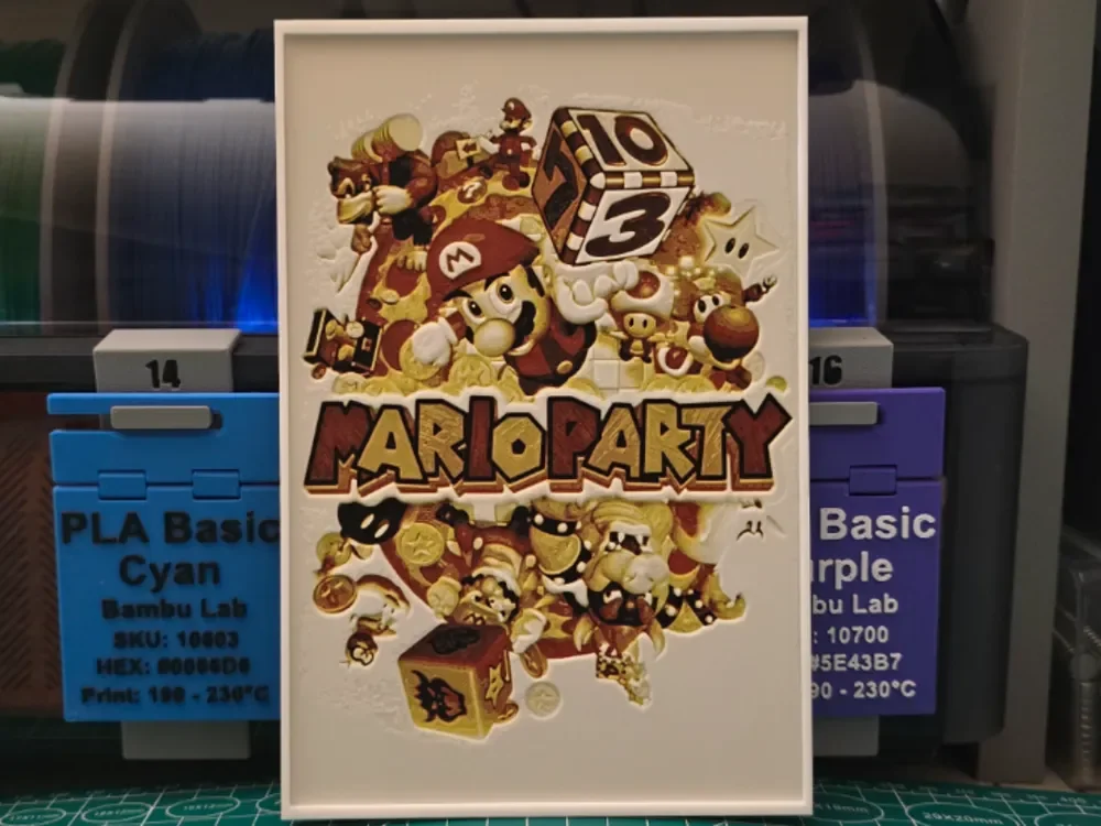 Mario Party Poster - Hueforge Art by Lumpy3D HueForge model: Mario Party Poster - Hueforge Art by Lumpy3D