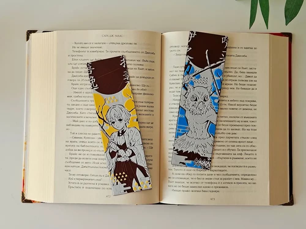 Zenitsu & Inosuke - Demon Slayer Bookmarks Set 2/8 by C3D HueForge model: Zenitsu & Inosuke - Demon Slayer Bookmarks Set 2/8 by C3D