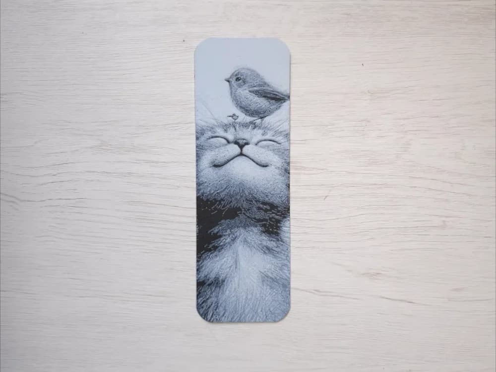 Happy Kitten and Bird Bookmark by Atrus Design HueForge model: Happy Kitten and Bird Bookmark by Atrus Design