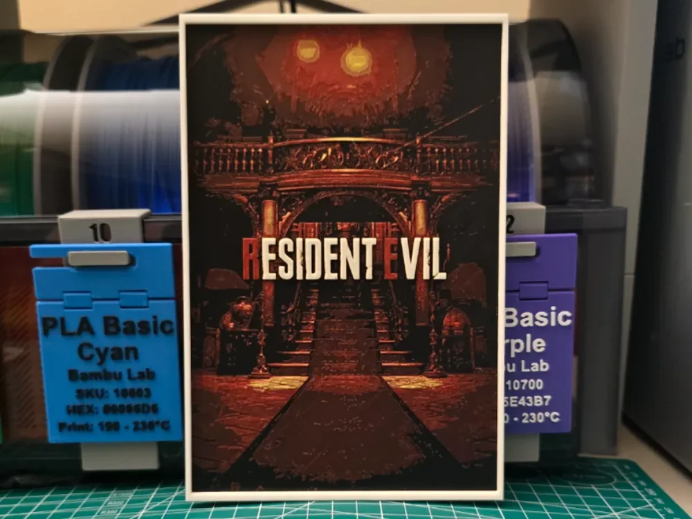 Resident Evil Game Poster - Hueforge Art by Lumpy3D HueForge model: Resident Evil Game Poster - Hueforge Art by Lumpy3D