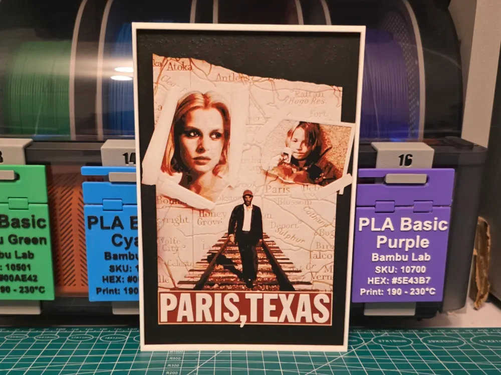 Paris, Texas Movie Poster - Hueforge Art by Lumpy3D HueForge model: Paris, Texas Movie Poster - Hueforge Art by Lumpy3D