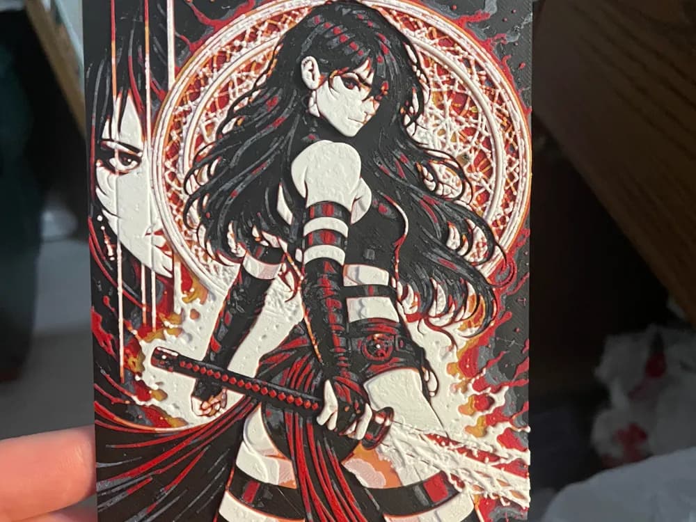 Psylocke Red Version Hueforge by Advancedtechworldwide HueForge model: Psylocke Red Version Hueforge by Advancedtechworldwide