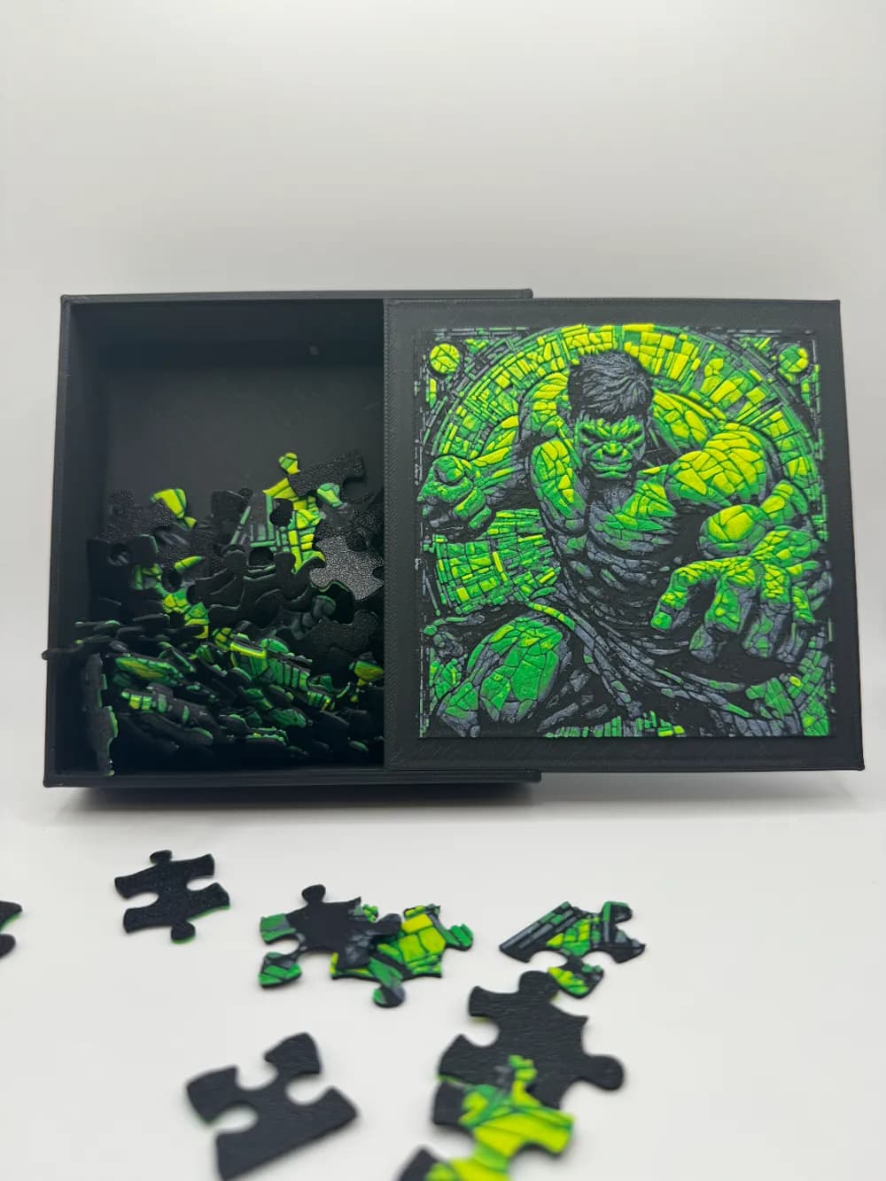 Puzzle Box Lid - Hulk Stained Glass