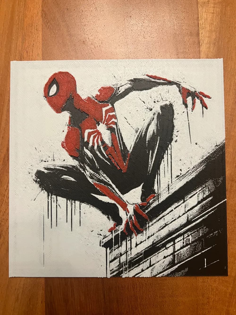Spiderman on a Ledge by JustBe 3D Printing HueForge model: Spiderman on a Ledge by JustBe 3D Printing