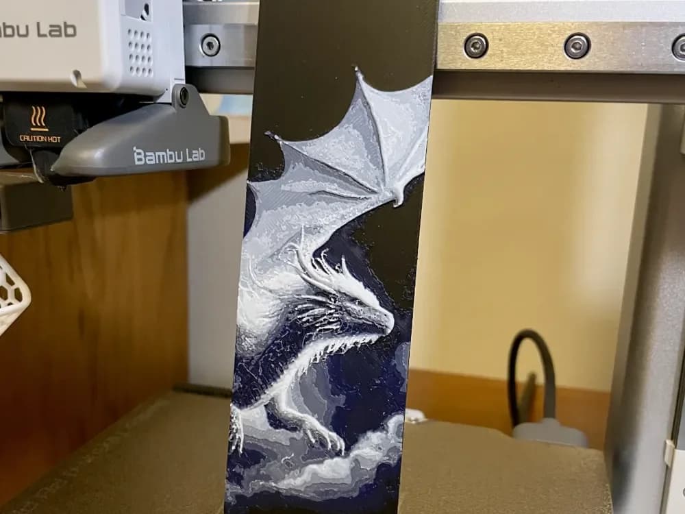 White Dragon Bookmark by 3D_Forged HueForge model: White Dragon Bookmark by 3D_Forged