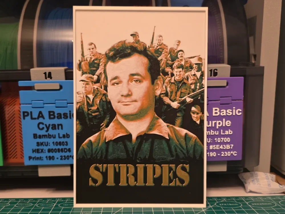 Stripes Movie Poster - Hueforge Art by Lumpy3D HueForge model: Stripes Movie Poster - Hueforge Art by Lumpy3D