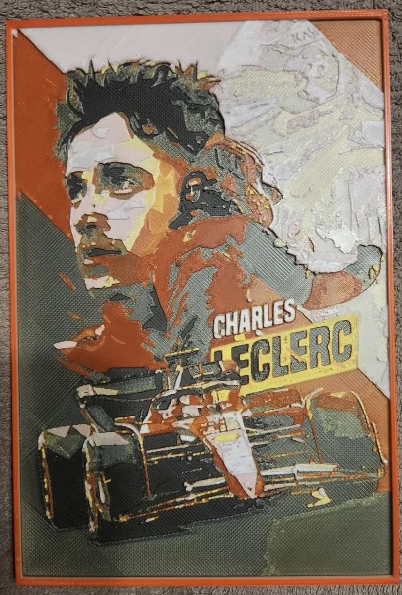 Charles Leclerc Ferrari - HueForge by keko HueForge model: Charles Leclerc Ferrari - HueForge by keko