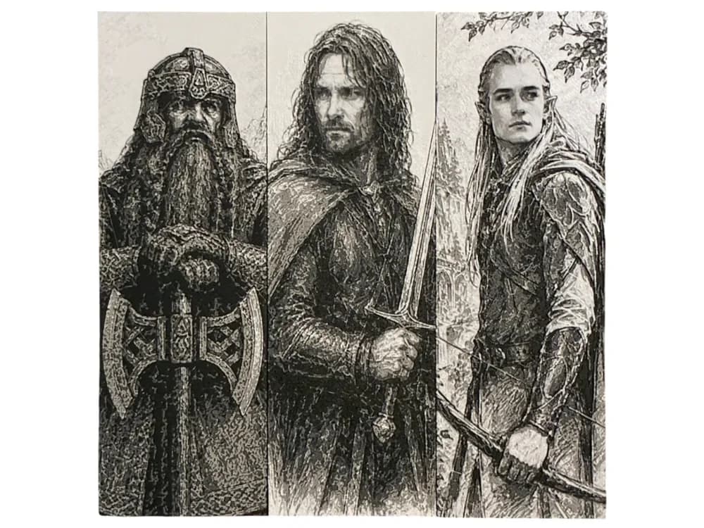 Aragorn, Legolas & Gimli Bookmark Collection by The SkyLab 3D HueForge model: Aragorn, Legolas & Gimli Bookmark Collection by The SkyLab 3D