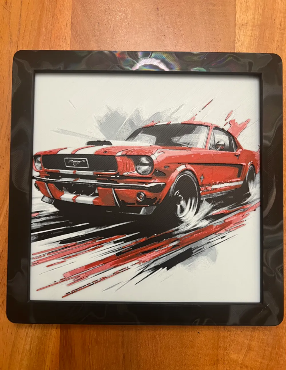 Classic Red Mustang by JustBe 3D Printing HueForge model: Classic Red Mustang by JustBe 3D Printing
