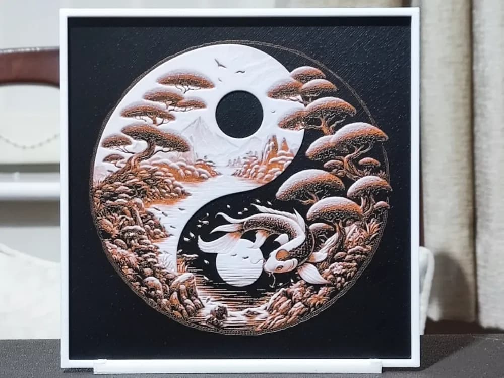 HueForge model: Double Exposure Yin & Yang - HueForge 3 Color by BoDad