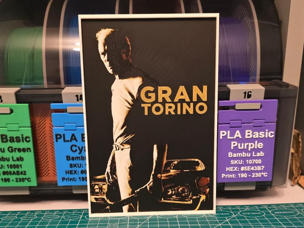 Gran Torino Movie Poster - Hueforge Art by Lumpy3D HueForge model: Gran Torino Movie Poster - Hueforge Art by Lumpy3D