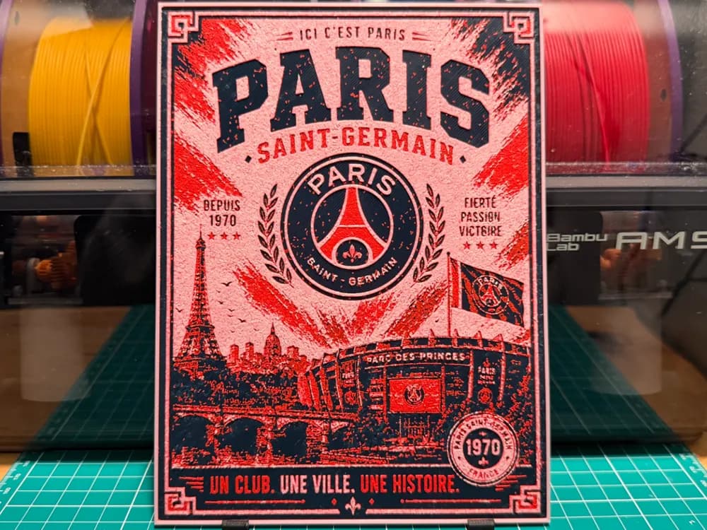 Paris Saint-Germain Poster HueForge by liv_3d HueForge model: Paris Saint-Germain Poster HueForge by liv_3d