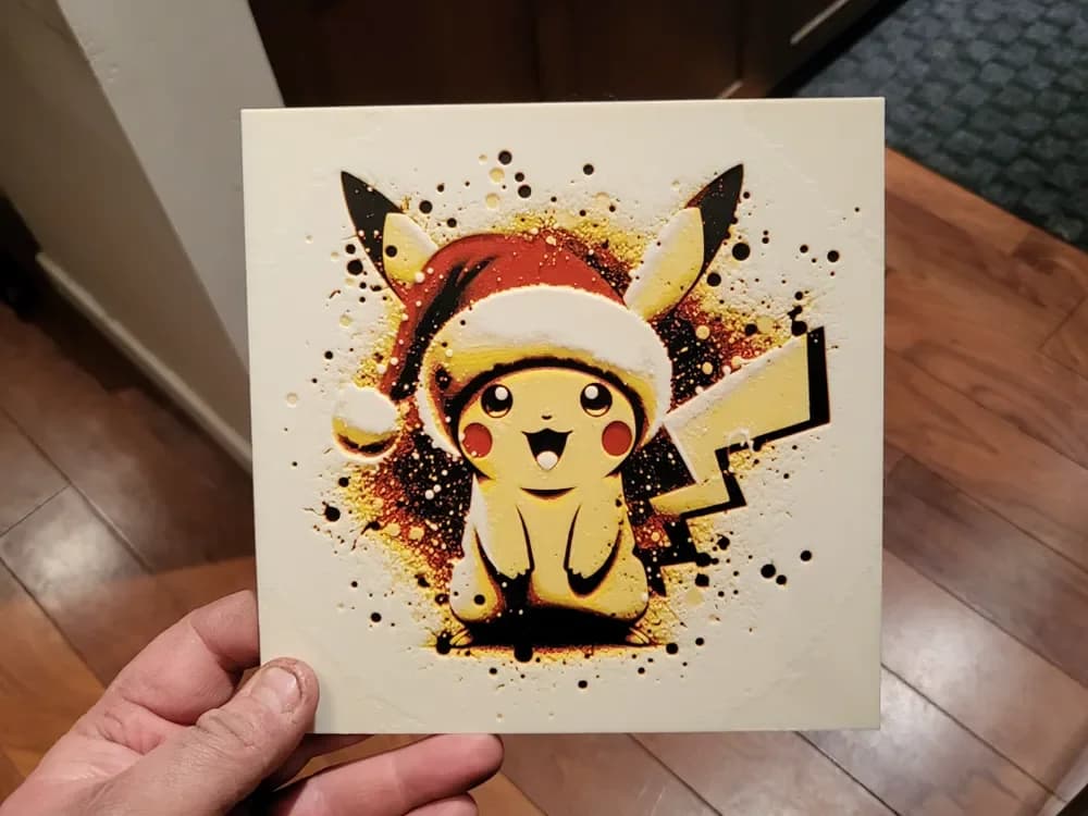 Graffiti Christmas Pikachu Hueforge by 3Ree Printing HueForge model: Graffiti Christmas Pikachu Hueforge by 3Ree Printing