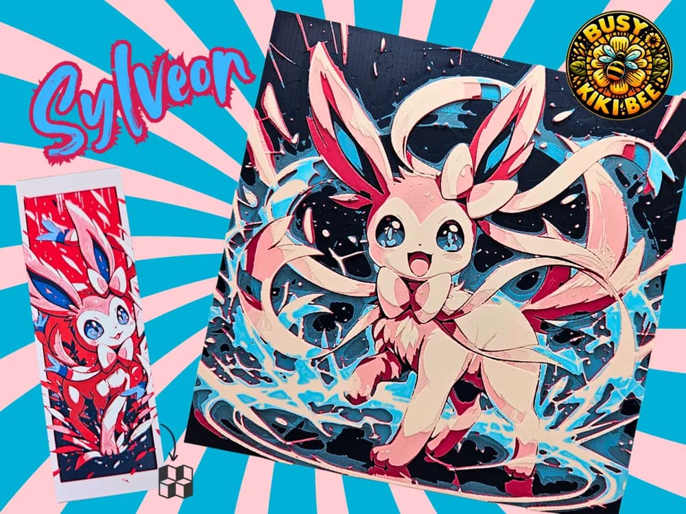 Sylveon (Pokemon bookmark) by BusyKikiBee HueForge model: Sylveon (Pokemon bookmark) by BusyKikiBee