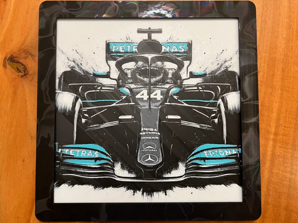 HueForge model: Lewis Hamilton's #44 Mercedes Formula 1 Car by JustBe 3D Printing