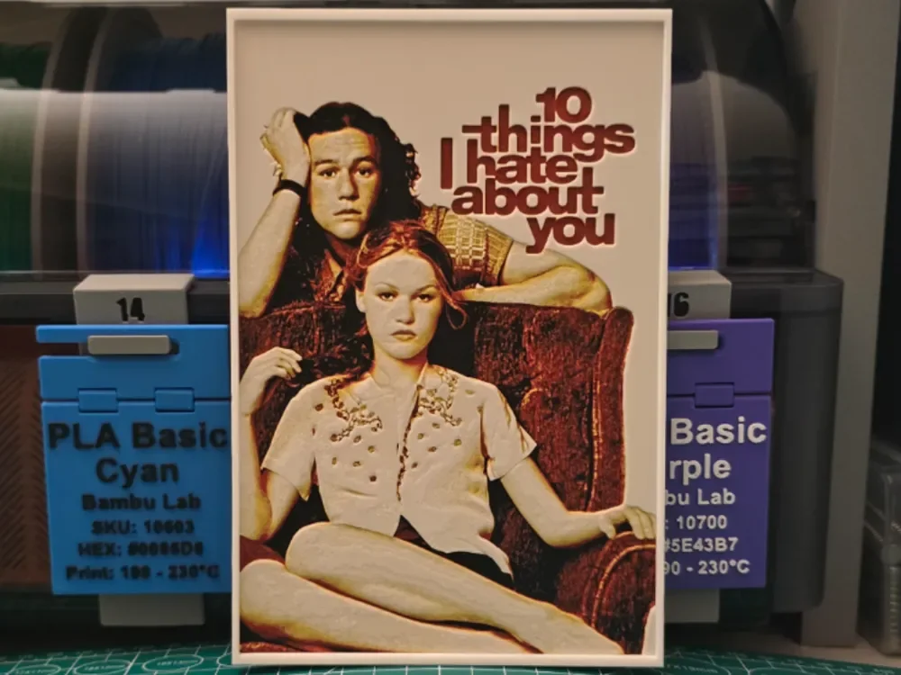 10 Things I Hate About You Movie poster - Hueforge by Lumpy3D HueForge model: 10 Things I Hate About You Movie poster - Hueforge by Lumpy3D