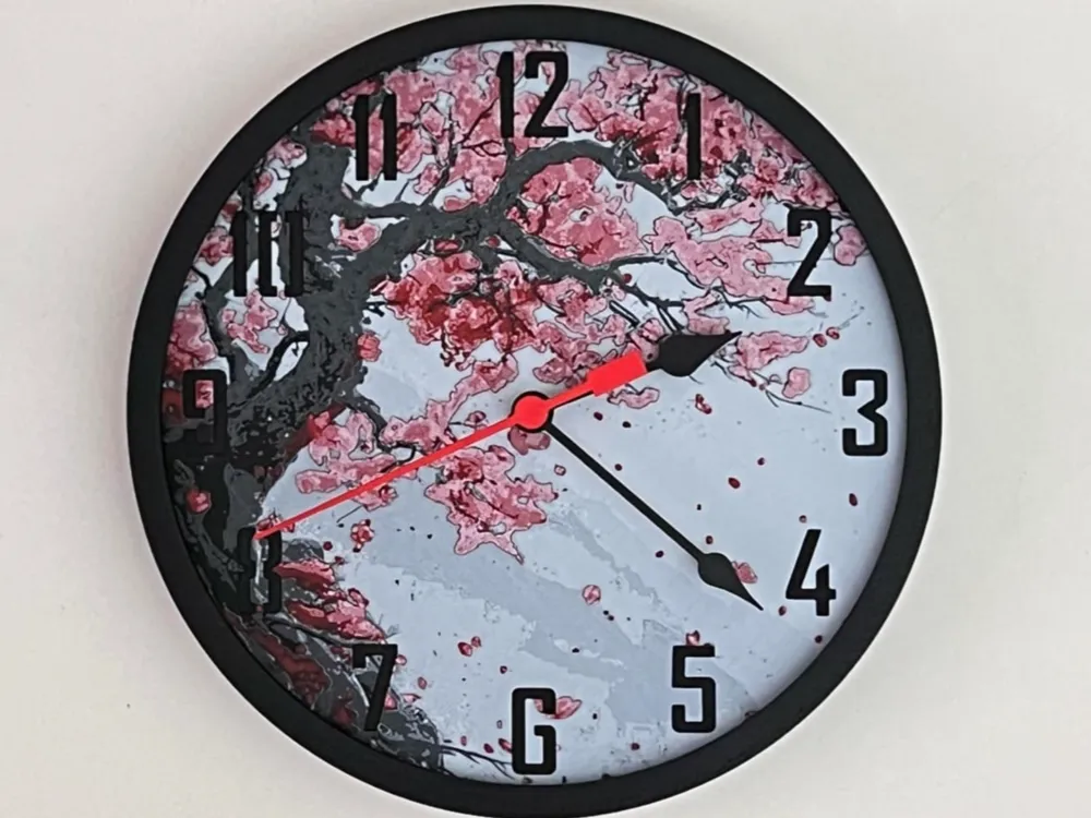 Customizable Clock - Cherry Blossoms by 3djd HueForge model: Customizable Clock - Cherry Blossoms by 3djd