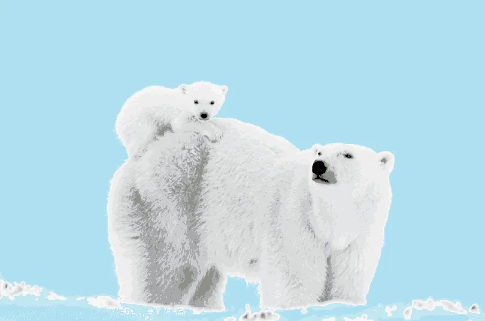 Hueforge - Mom Polar Bear With Baby on Back by Cloudy Nostalgia HueForge model: Hueforge - Mom Polar Bear With Baby on Back by Cloudy Nostalgia