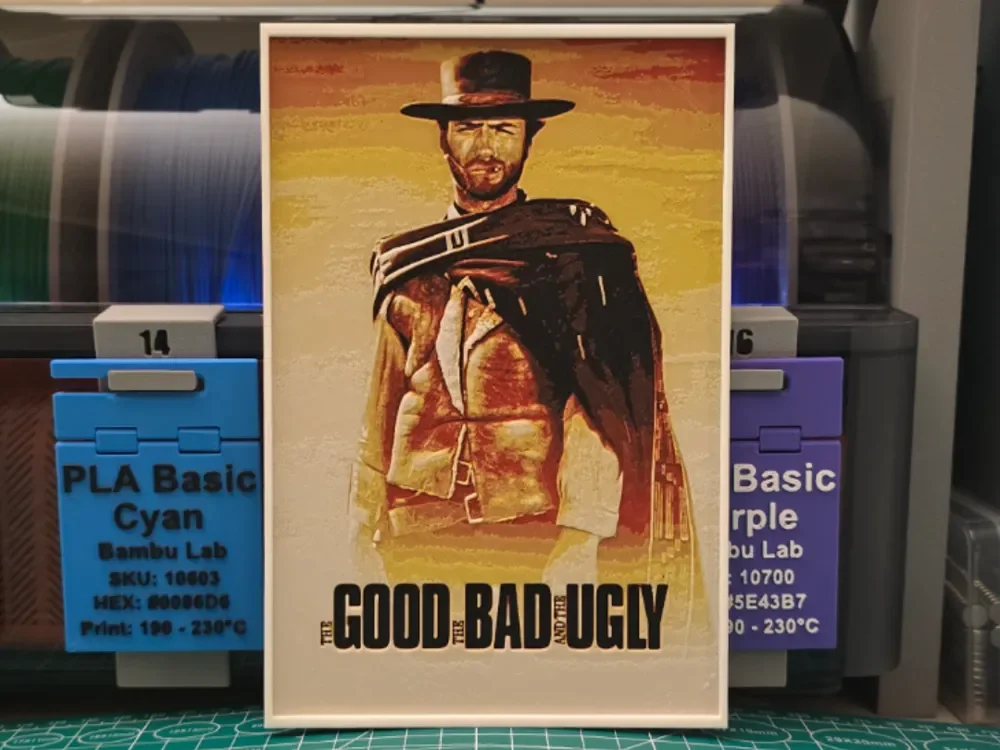 The Good, the Bad and the Ugly Poster - Hueforge by Lumpy3D HueForge model: The Good, the Bad and the Ugly Poster - Hueforge by Lumpy3D