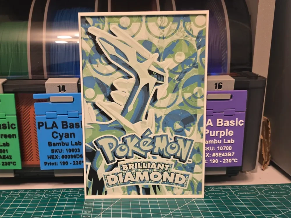 Pokémon Brilliant Diamond Poster - Hueforge Art by Lumpy3D HueForge model: Pokémon Brilliant Diamond Poster - Hueforge Art by Lumpy3D