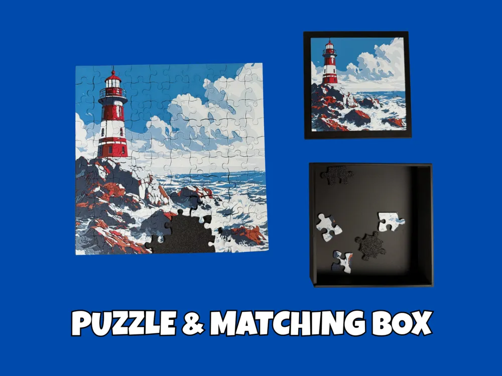 HueForge model: Lighthouse Puzzle & Matching Box Lid by Canadian Gamer