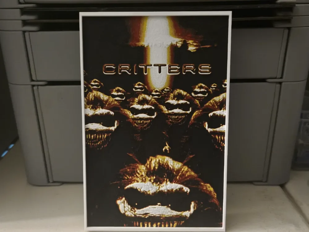 Critters Movie Poster - Hueforge Art by Lumpy3D HueForge model: Critters Movie Poster - Hueforge Art by Lumpy3D