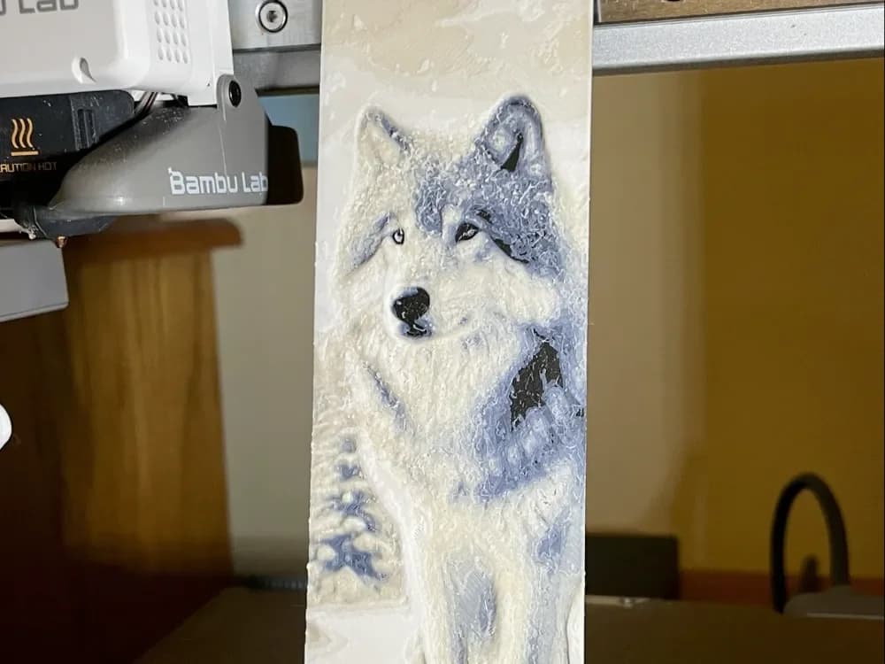 Wolf Bookmark by 3D_Forged HueForge model: Wolf Bookmark by 3D_Forged