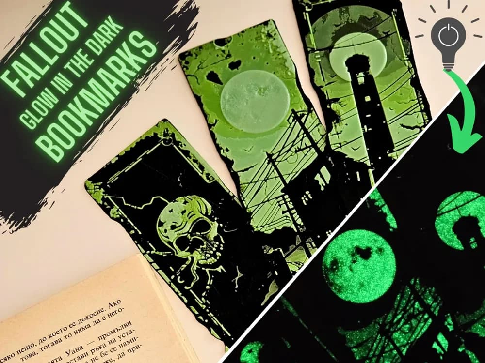 Fallout Glow in The Dark - Bookmarks Set by C3D HueForge model: Fallout Glow in The Dark - Bookmarks Set by C3D