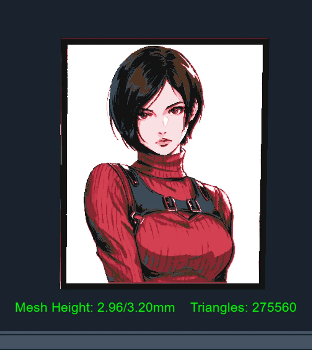 Ada Wong Mini by Strata Prints HueForge model: Ada Wong Mini by Strata Prints