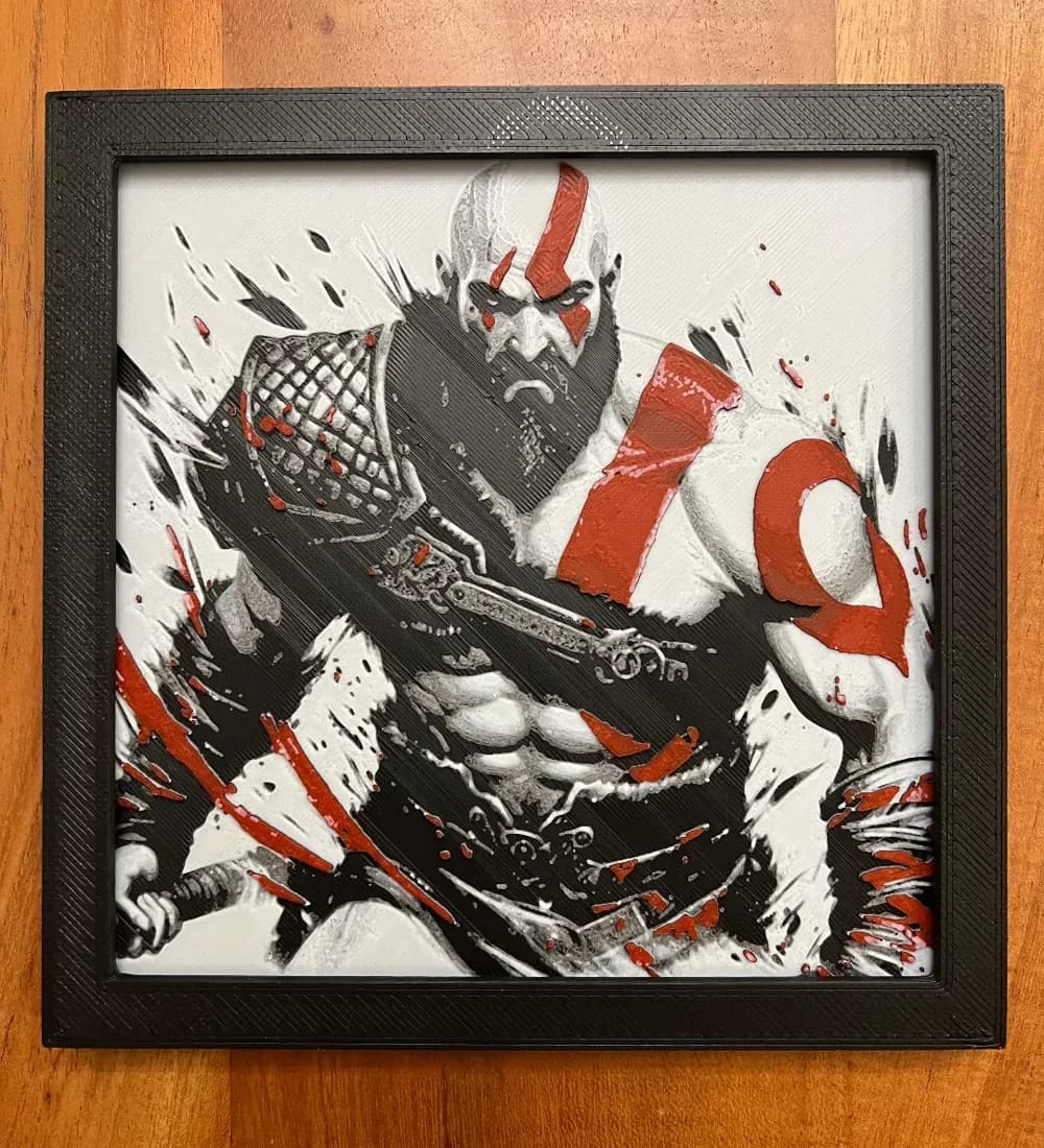 Kratos from God of War by JustBe 3D Printing HueForge model: Kratos from God of War by JustBe 3D Printing