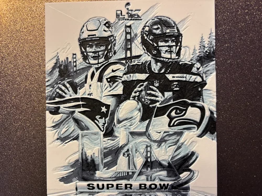 Super Bowl LX - Patriots vs Seahawks 2026 Hueforge by Reeftank&more HueForge model: Super Bowl LX - Patriots vs Seahawks 2026 Hueforge by Reeftank&more