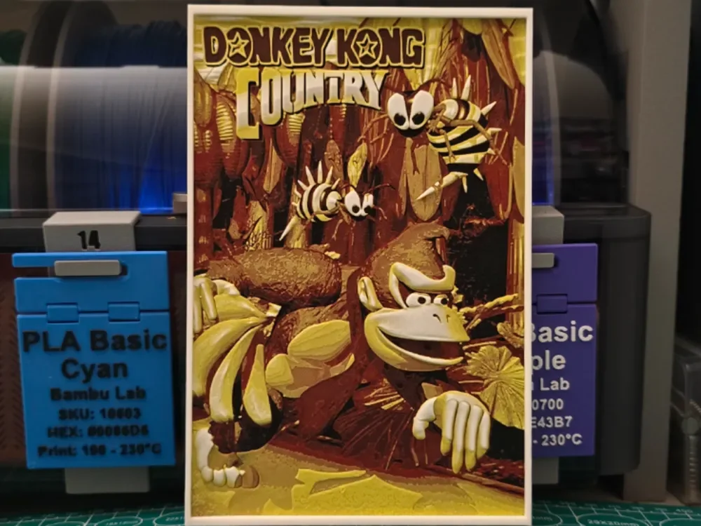 Donkey Kong Country Poster - Hueforge Art by Lumpy3D HueForge model: Donkey Kong Country Poster - Hueforge Art by Lumpy3D