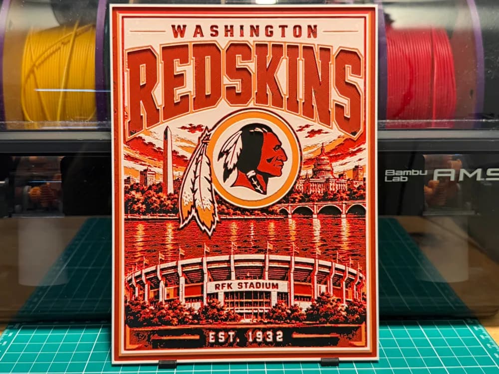 Redskins Retro Poster by liv_3d HueForge model: Redskins Retro Poster by liv_3d