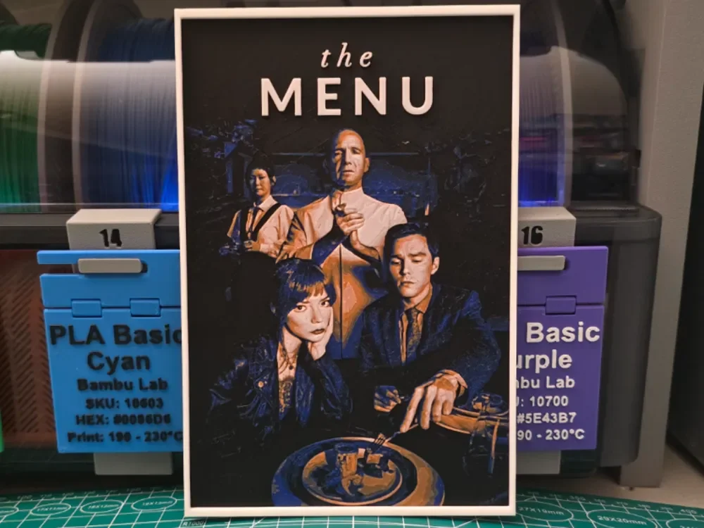 HueForge model: The Menu Movie Poster - Hueforge Art by Lumpy3D